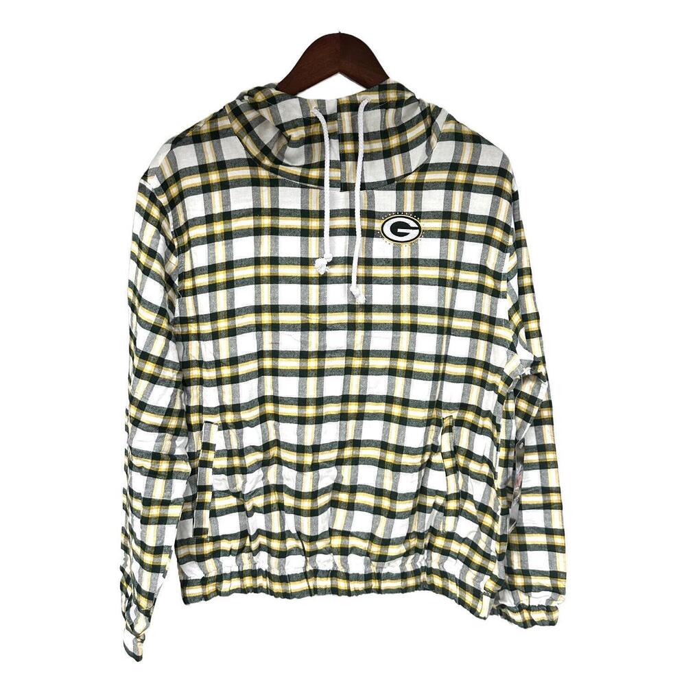NFL Women's Concepts Flannel Long Sleeve Hoodie Top Green Bay Packers - Regular